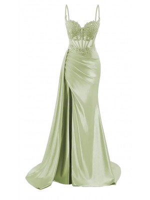 Vestito Donna Maxi Diciottesimo Festa Occasione Speciale Party Dress Verde Chiaro 110551B
